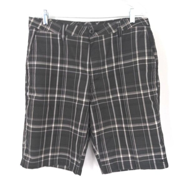 Oneill Shorts Mens 32 Black White Check Chino Beach Skate Casual Flat Front - Picture 1 of 5